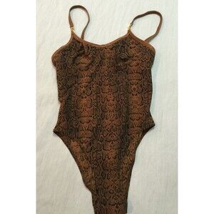 HUIT WOMENS UNDERWIRE ANIMAL PRINT SWIMSUIT BODYSUIT ONE PIECE SIZE 32